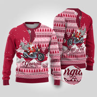 Georgia Christmas Ugly Christmas Sweater Santa Claus Riding Motorcycle With Gray Squirrel - Wonder Print Shop