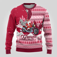 Georgia Christmas Ugly Christmas Sweater Santa Claus Riding Motorcycle With Gray Squirrel - Wonder Print Shop