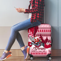 Georgia Christmas Luggage Cover Santa Claus Riding Motorcycle With Gray Squirrel - Wonder Print Shop