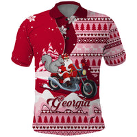 Georgia Christmas Polo Shirt Santa Claus Riding Motorcycle With Gray Squirrel - Wonder Print Shop