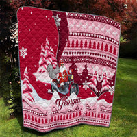 Georgia Christmas Quilt Santa Claus Riding Motorcycle With Gray Squirrel - Wonder Print Shop