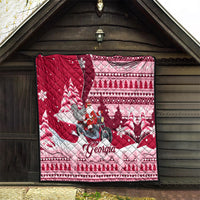 Georgia Christmas Quilt Santa Claus Riding Motorcycle With Gray Squirrel - Wonder Print Shop