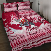 Georgia Christmas Quilt Bed Set Santa Claus Riding Motorcycle With Gray Squirrel - Wonder Print Shop
