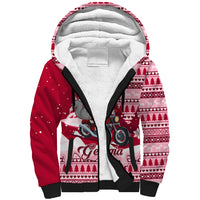 Georgia Christmas Sherpa Hoodie Santa Claus Riding Motorcycle With Gray Squirrel - Wonder Print Shop