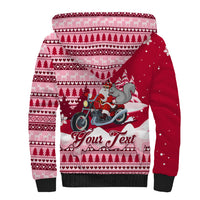 Georgia Christmas Sherpa Hoodie Santa Claus Riding Motorcycle With Gray Squirrel - Wonder Print Shop