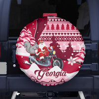 Georgia Christmas Spare Tire Cover Santa Claus Riding Motorcycle With Gray Squirrel - Wonder Print Shop