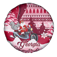 Georgia Christmas Spare Tire Cover Santa Claus Riding Motorcycle With Gray Squirrel - Wonder Print Shop