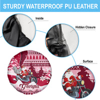 Georgia Christmas Spare Tire Cover Santa Claus Riding Motorcycle With Gray Squirrel - Wonder Print Shop