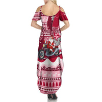 Georgia Christmas Summer Maxi Dress Santa Claus Riding Motorcycle With Gray Squirrel - Wonder Print Shop