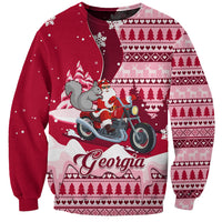 Georgia Christmas Sweatshirt Santa Claus Riding Motorcycle With Gray Squirrel - Wonder Print Shop