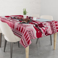 Georgia Christmas Tablecloth Santa Claus Riding Motorcycle With Gray Squirrel - Wonder Print Shop