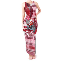 Georgia Christmas Tank Maxi Dress Santa Claus Riding Motorcycle With Gray Squirrel - Wonder Print Shop