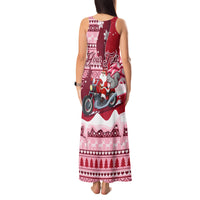 Georgia Christmas Tank Maxi Dress Santa Claus Riding Motorcycle With Gray Squirrel - Wonder Print Shop