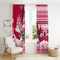 Georgia Christmas Window Curtain Santa Claus Riding Motorcycle With Gray Squirrel - Wonder Print Shop