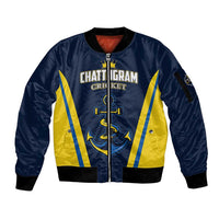 Custom Chattogram Cricket Royals Sleeve Zip Bomber Jacket Passion Power Purpose - Wonder Print Shop