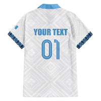 Custom Guatemala Football Family Matching Off Shoulder Short Dress and Hawaiian Shirt La Azul y Blanco Come On