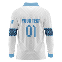 Custom Guatemala Football Long Sleeve Polo Shirt La Azul y Blanco Come On