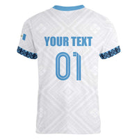 Custom Guatemala Football Women V-Neck T-Shirt La Azul y Blanco Come On