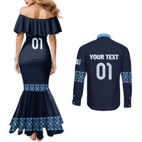 Custom Guatemala Football Couples Matching Mermaid Dress and Long Sleeve Button Shirt Vamos Los Chapines