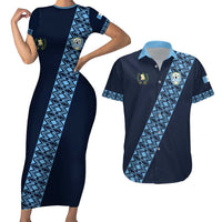 Custom Guatemala Football Couples Matching Short Sleeve Bodycon Dress and Hawaiian Shirt Vamos Los Chapines