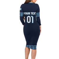 Custom Guatemala Football Family Matching Long Sleeve Bodycon Dress and Hawaiian Shirt Vamos Los Chapines