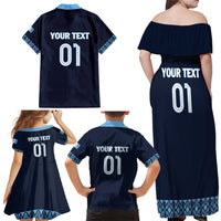 Custom Guatemala Football Family Matching Off Shoulder Maxi Dress and Hawaiian Shirt Vamos Los Chapines