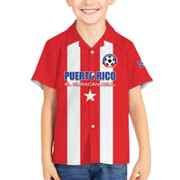 Custom Puerto Rico Football Family Matching Off The Shoulder Long Sleeve Dress and Hawaiian Shirt Go The Blue Hurricane