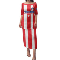 Custom Puerto Rico Football Family Matching Puletasi and Hawaiian Shirt Go The Blue Hurricane