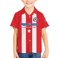 Custom Puerto Rico Football Family Matching Short Sleeve Bodycon Dress and Hawaiian Shirt Go The Blue Hurricane