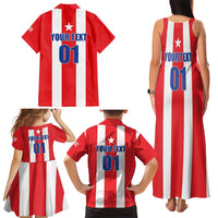 Custom Puerto Rico Football Family Matching Tank Maxi Dress and Hawaiian Shirt Go The Blue Hurricane