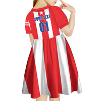 Custom Puerto Rico Football Kid Short Sleeve Dress Go The Blue Hurricane