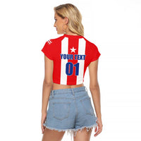 Custom Puerto Rico Football Raglan Cropped T Shirt Go The Blue Hurricane
