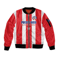 Custom Puerto Rico Football Sleeve Zip Bomber Jacket Go The Blue Hurricane
