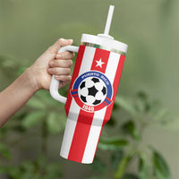 Custom Puerto Rico Football Tumbler With Handle Go The Blue Hurricane
