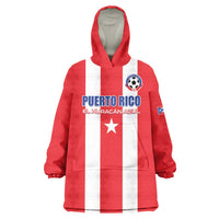 Custom Puerto Rico Football Wearable Blanket Hoodie Go The Blue Hurricane