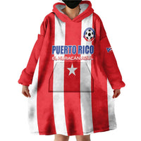 Custom Puerto Rico Football Wearable Blanket Hoodie Go The Blue Hurricane