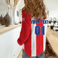 Custom Puerto Rico Football Women Casual Shirt Go The Blue Hurricane