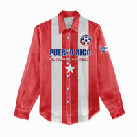 Custom Puerto Rico Football Women Casual Shirt Go The Blue Hurricane