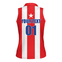 Custom Puerto Rico Football Women Sleeveless Polo Shirt Go The Blue Hurricane