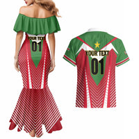 Custom Suriname Football Couples Matching Mermaid Dress and Hawaiian Shirt Go Sranankondre Fubal Pluga