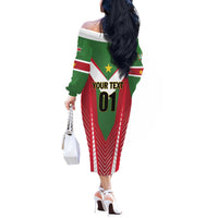 Custom Suriname Football Off The Shoulder Long Sleeve Dress Go Sranankondre Fubal Pluga