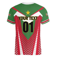 Custom Suriname Football Women V-Neck T-Shirt Go Sranankondre Fubal Pluga
