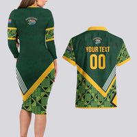 Custom Rugby South Africa Couples Matching Long Sleeve Bodycon Dress and Hawaiian Shirt Baby Boks Go Champions