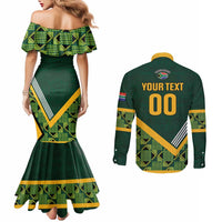 Custom Rugby South Africa Couples Matching Mermaid Dress and Long Sleeve Button Shirt Baby Boks Go Champions