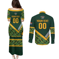Custom Rugby South Africa Couples Matching Puletasi and Long Sleeve Button Shirt Baby Boks Go Champions