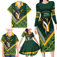 Custom Rugby South Africa Family Matching Long Sleeve Bodycon Dress and Hawaiian Shirt Baby Boks Go Champions
