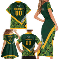 Custom Rugby South Africa Family Matching Short Sleeve Bodycon Dress and Hawaiian Shirt Baby Boks Go Champions