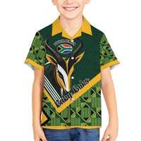 Custom Rugby South Africa Family Matching Short Sleeve Bodycon Dress and Hawaiian Shirt Baby Boks Go Champions