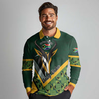 Custom Rugby South Africa Long Sleeve Polo Shirt Baby Boks Go Champions