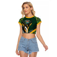 Custom Rugby South Africa Raglan Cropped T Shirt Baby Boks Go Champions